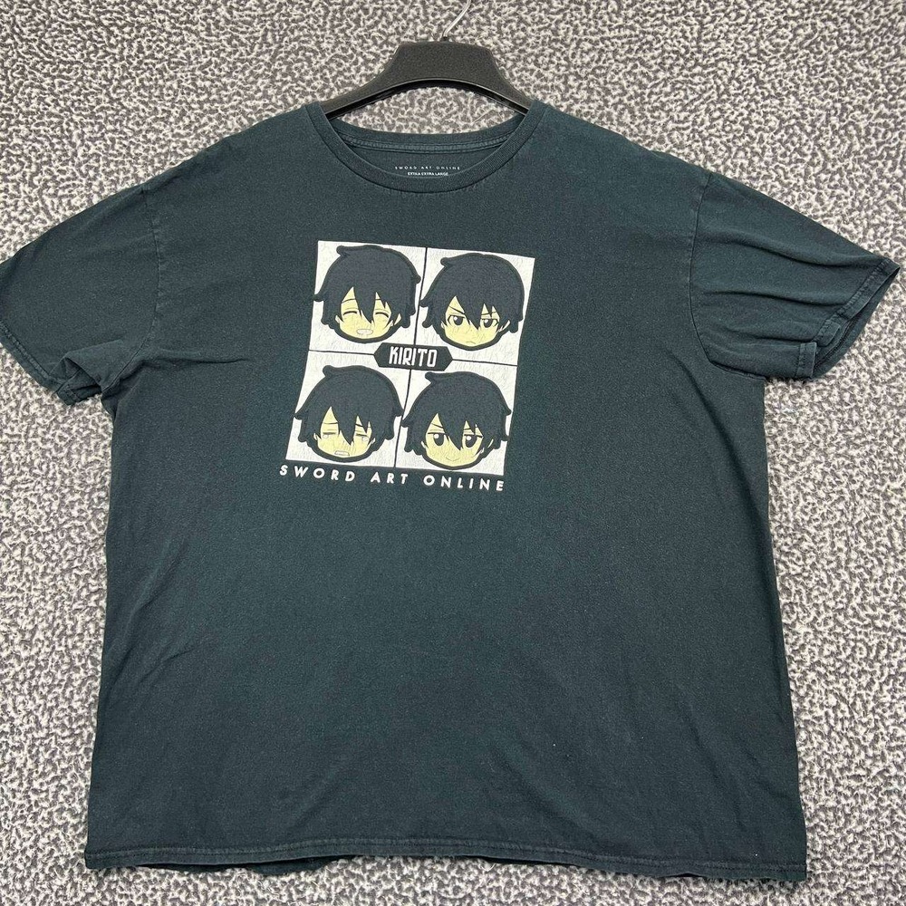 Sword Art Online Kirito Graphic Shirt Men XXL Black Anime GEE Aniplex Tee Cotton